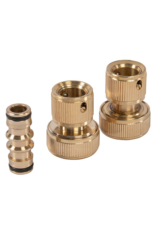 Набор для соединения шлангов 3/4, переходник, 2 соединителя, аквастоп, латунный Palisad