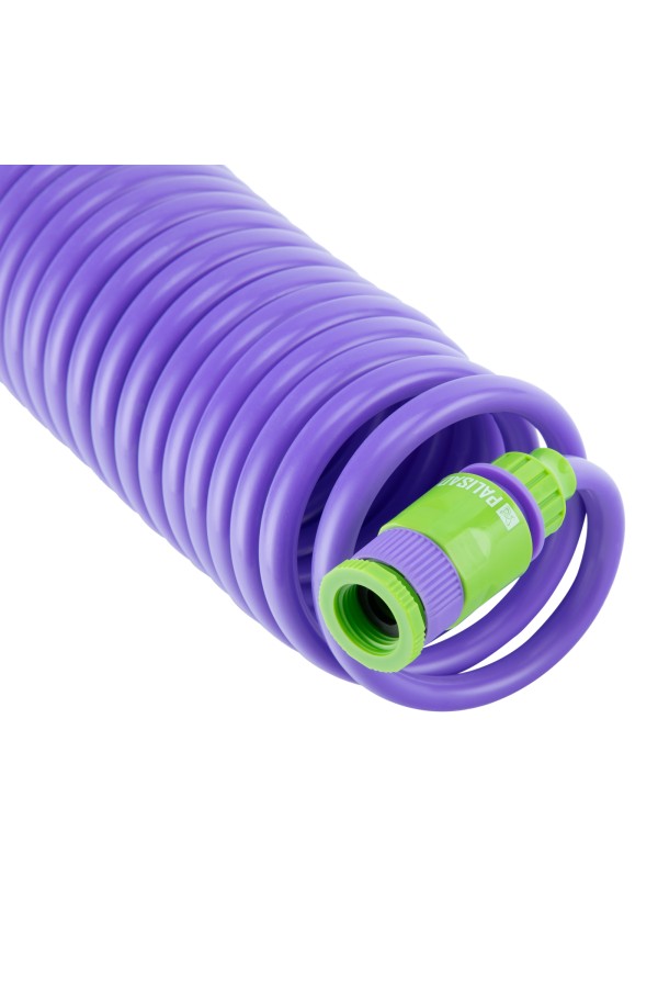 Шланг спиральный, 7.5 м х 10 мм, пластмассовая фурнитура, адаптер 1/2-3/4, разбрызгиватель Palisad