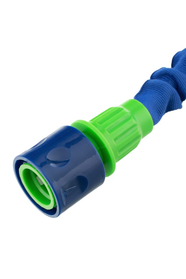 Набор поливочный, растягивающийся шланг 15 м, 7 режимов пистолет, соединитель, адаптер Сибртех