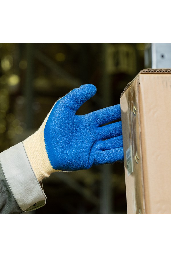 Перчатки трикотажные, полиэфирные, латексное рельефное покрытие, размер 8 Сибртех