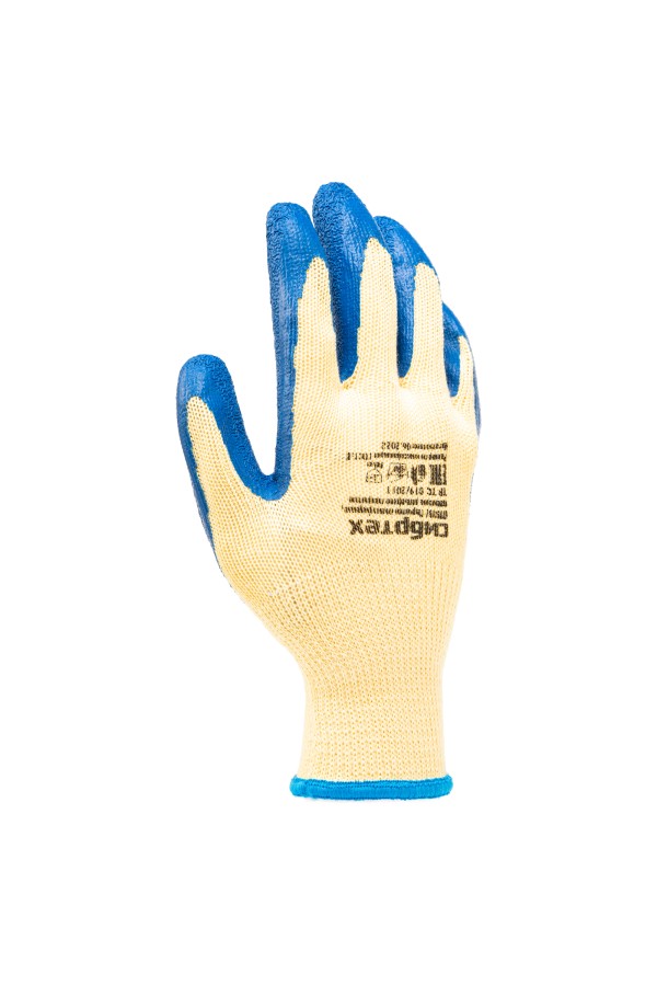 Перчатки трикотажные, полиэфирные, латексное рельефное покрытие, размер 8 Сибртех