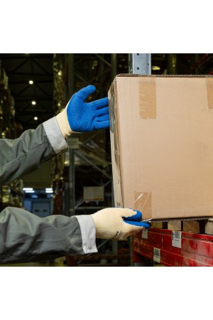 Перчатки трикотажные, полиэфирные, латексное рельефное покрытие, размер 8// Сибртех