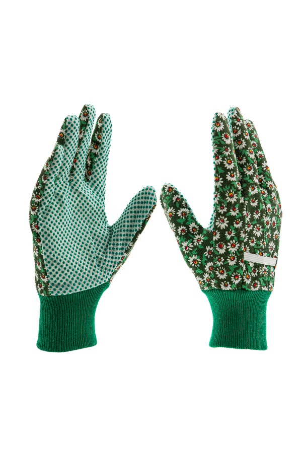 Перчатки садовые х/б ткань с ПВХ точкой, манжет, S Palisad