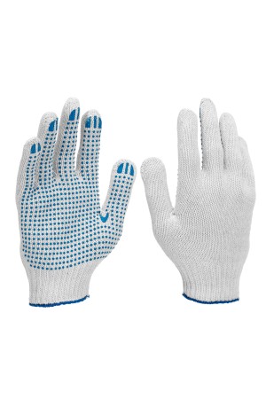 Перчатки трикотажные усиленные, с ПВХ точкой, 7 класс вязки Россия