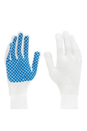 Перчатки х/б, ПВХ покрытие, шахматный облив, 10 класс Россия