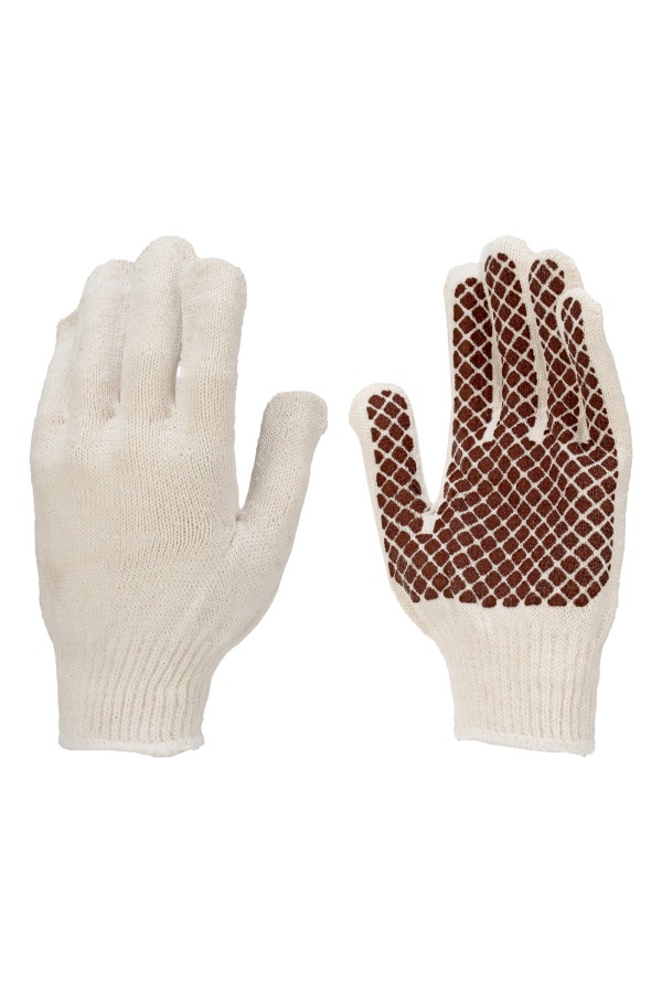 Перчатки трикотажные, ПВХ гель шахматный облив, оверлок Сибртех