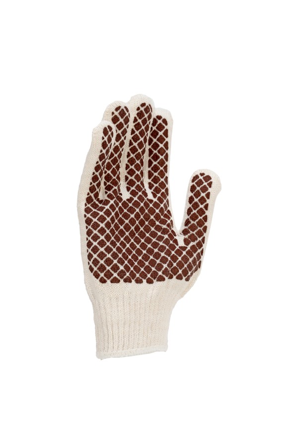 Перчатки трикотажные, ПВХ гель шахматный облив, оверлок Сибртех