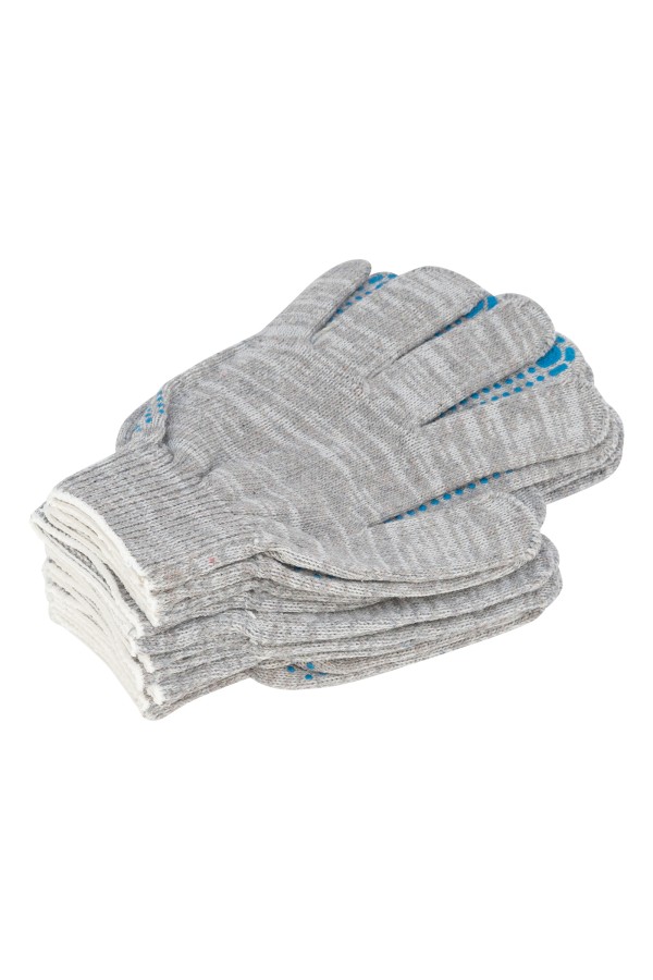 Перчатки трикотажные, с ПВХ точкой, 5 пар в упаковке, 10 класс