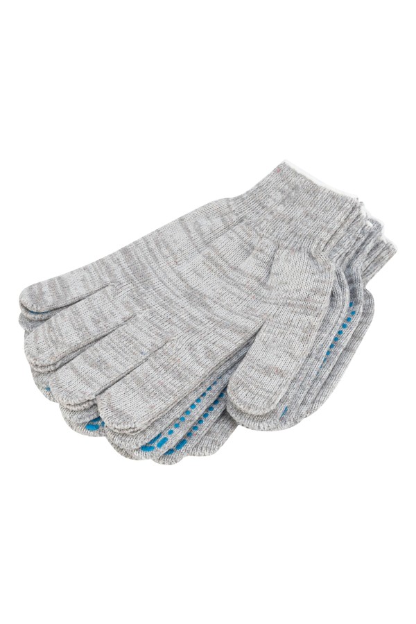 Перчатки трикотажные, с ПВХ точкой, 5 пар в упаковке, 10 класс