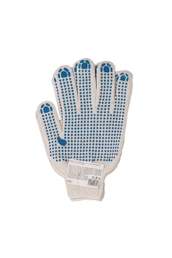 Перчатки трикотажные, с 2хПВХ точкой, 7 класс