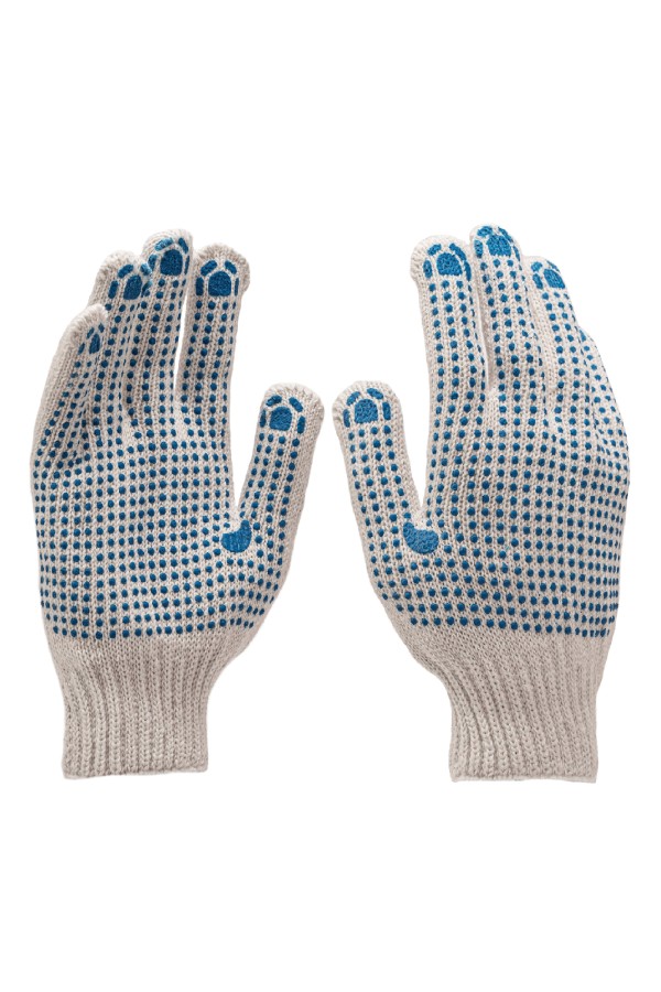 Перчатки трикотажные, с 2хПВХ точкой, 7 класс