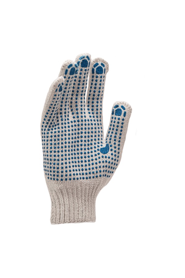 Перчатки трикотажные, с 2хПВХ точкой, 7 класс