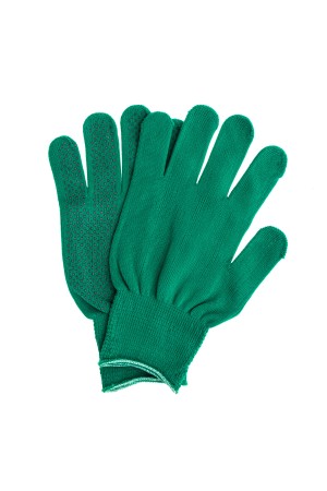 Перчатки Нейлон, ПВХ точка, 13 класс, цвет изумрудный, L Россия