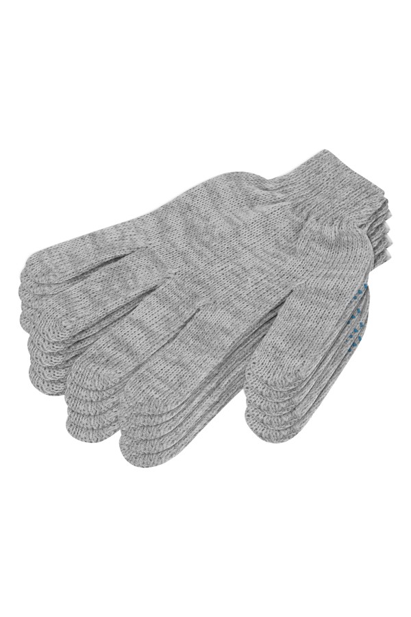 Перчатки трикотажные с ПВХ точкой, 5 пар в упаковке, БОПП-пакет, 7 класс