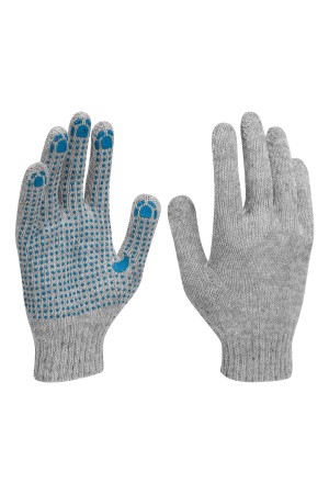 Перчатки трикотажные с ПВХ точкой, 5 пар в упаковке, БОПП-пакет, 7 класс// Россия