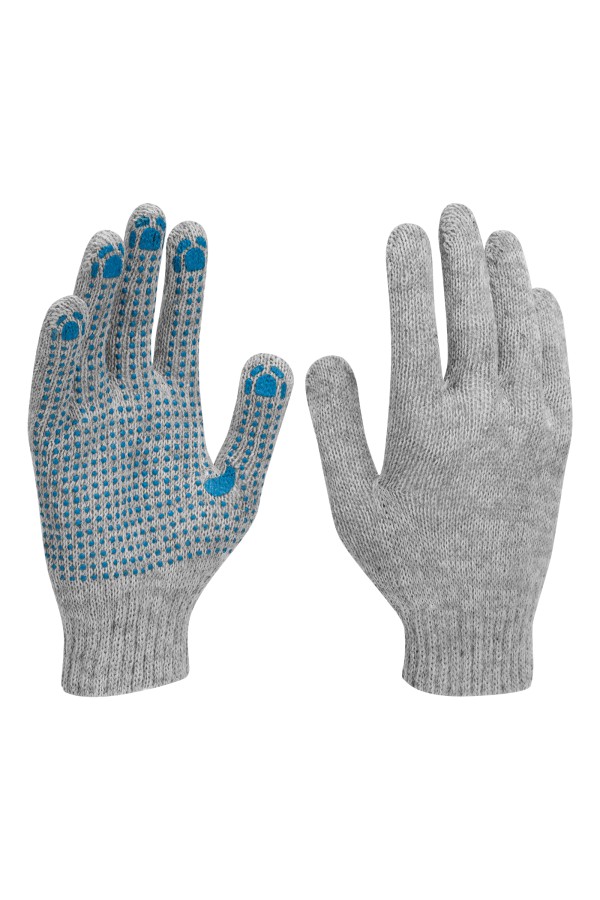 Перчатки трикотажные с ПВХ точкой, 5 пар в упаковке, БОПП-пакет, 7 класс