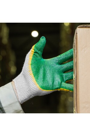 Перчатки хб с двойным латексным обливом Россия