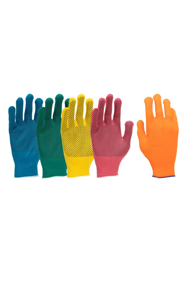 Перчатки в наборе, 5 пар, цвета в ассортименте, ПВХ точка, L, Palisad