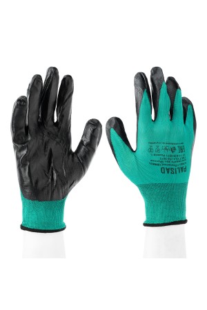 Перчатки полиэфирные с черным нитрильным покрытием маслобензостойкие, L, 15 класс вязки Palisad