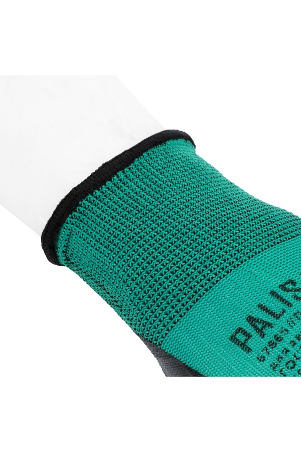 Перчатки полиэфирные с черным нитрильным покрытием маслобензостойкие, L, 15 класс вязки Palisad