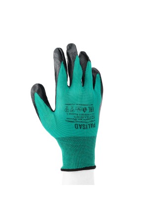 Перчатки полиэфирные с черным нитрильным покрытием маслобензостойкие, L, 15 класс вязки Palisad