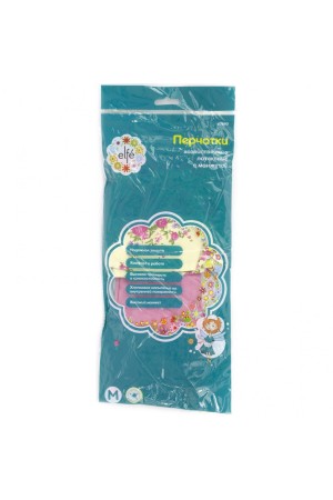 Перчатки хозяйственные латексные с манжетой, M, Elfe