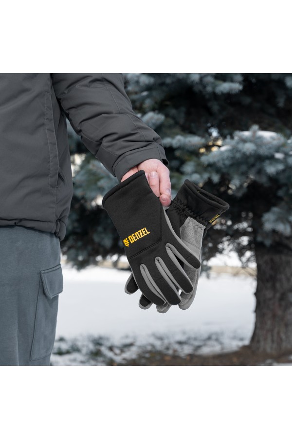 Перчатки универсальные, искусственный мех, работа с сенсорным экраном, размер 10 Denzel