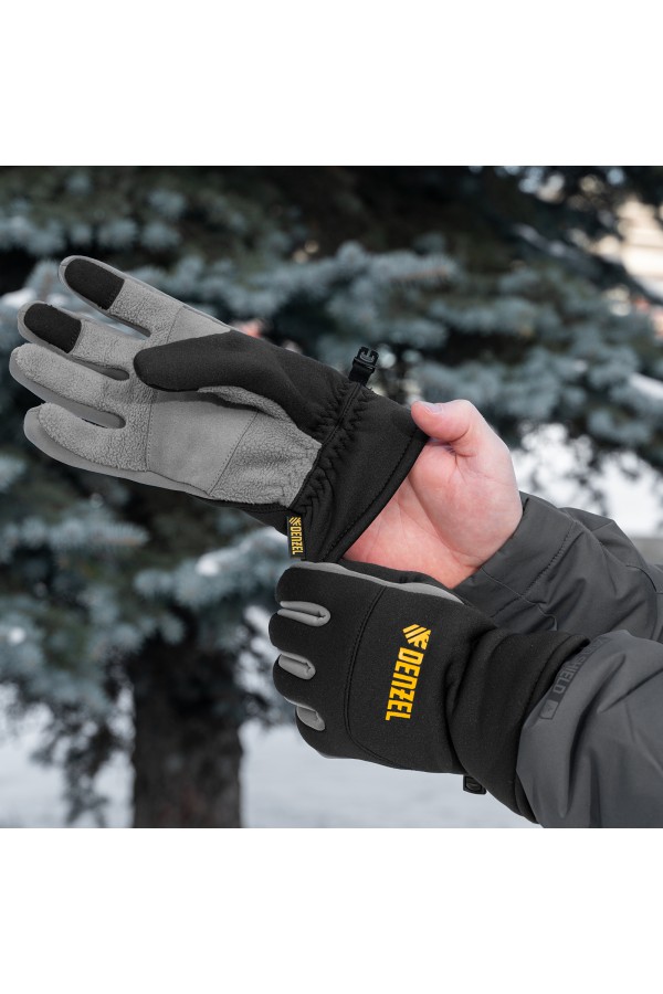 Перчатки универсальные, искусственный мех, работа с сенсорным экраном, размер 10 Denzel