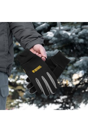 Перчатки универсальные, двойные, работа с сенсорным экраном, вязаная манжета, размер 8 Denzel