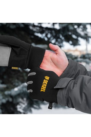 Перчатки универсальные, двойные, работа с сенсорным экраном, вязаная манжета, размер 9 Denzel