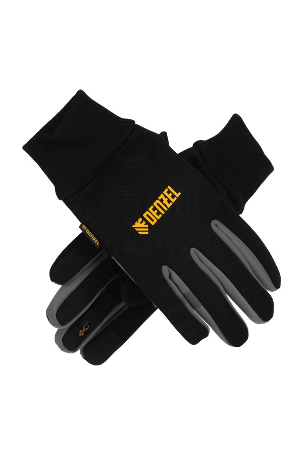 Перчатки универсальные, двойные, работа с сенсорным экраном, вязаная манжета, размер 9 Denzel
