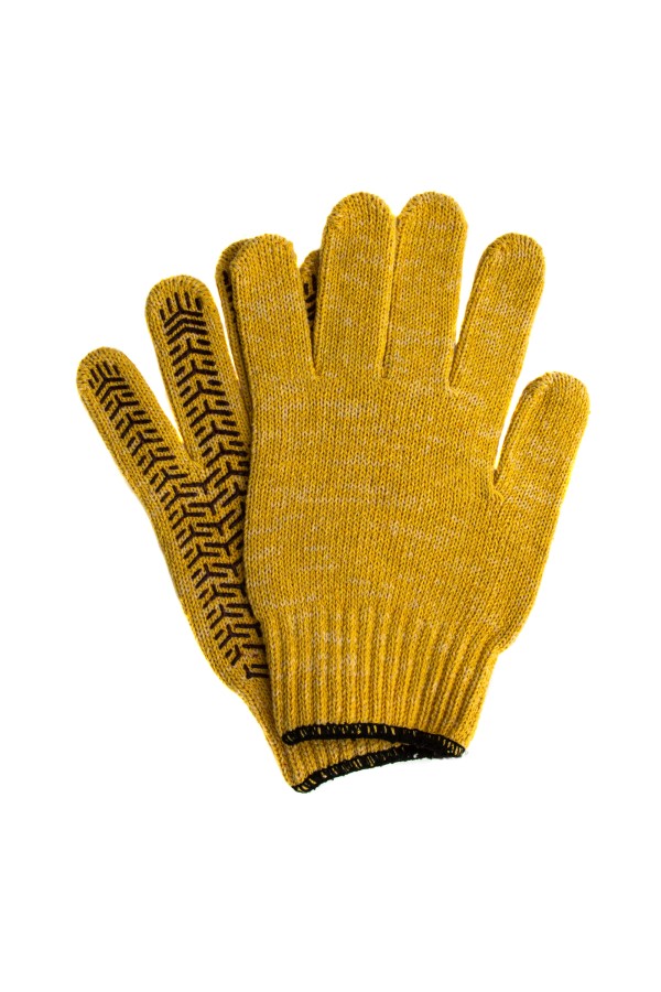 Перчатки трикотажные усиленные, гелевое ПВХ-покрытие, 7 класс, желтые Сибртех