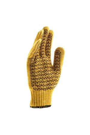 Перчатки трикотажные усиленные, гелевое ПВХ-покрытие, 7 класс, желтые Россия Сибртех