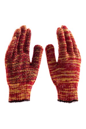 Перчатки трикотажные усиленные, гелевое ПВХ-покрытие, 7 класс, красно-желтый меланж Россия Сибртех