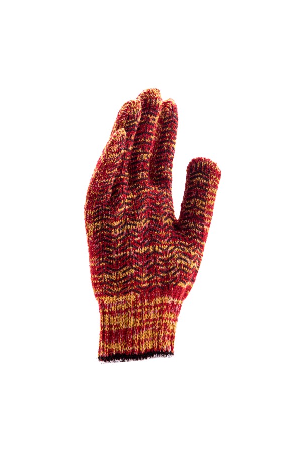 Перчатки трикотажные усиленные, гелевое ПВХ-покрытие, 7 класс, красно-желтый меланж Сибртех