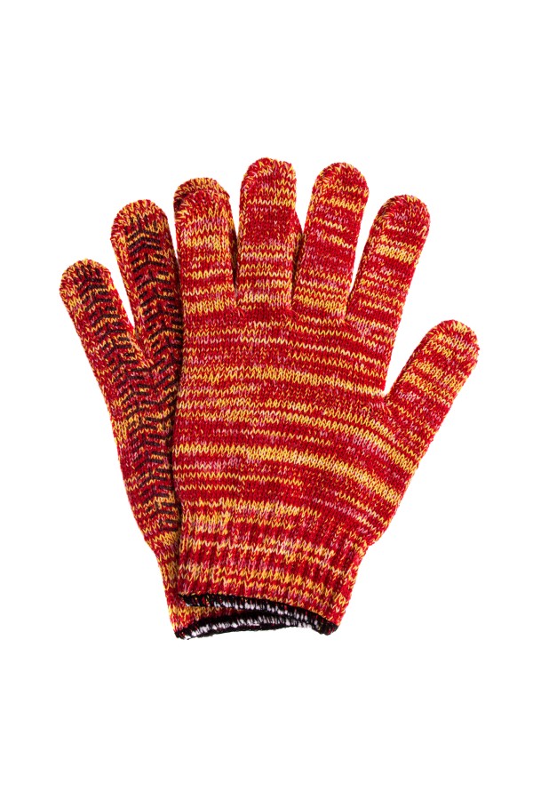 Перчатки трикотажные усиленные, гелевое ПВХ-покрытие, 7 класс, красно-желтый меланж Сибртех