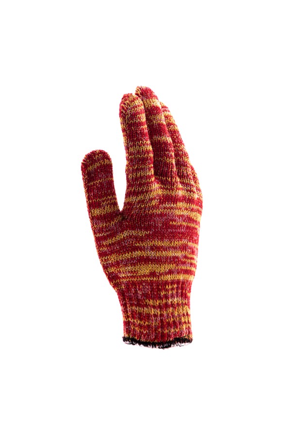 Перчатки трикотажные усиленные, гелевое ПВХ-покрытие, 7 класс, красно-желтый меланж Сибртех