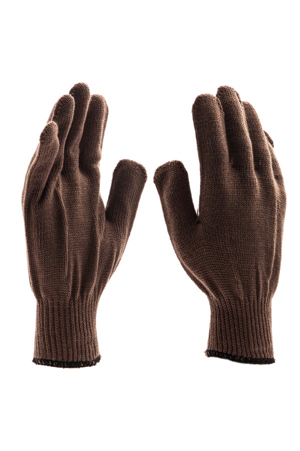 Перчатки трикотажные, акрил, коричневый, оверлок Сибртех