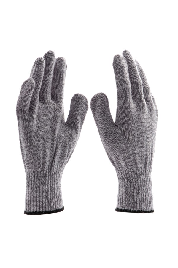 Перчатки трикотажные, акрил, серое мулине, оверлок Сибртех