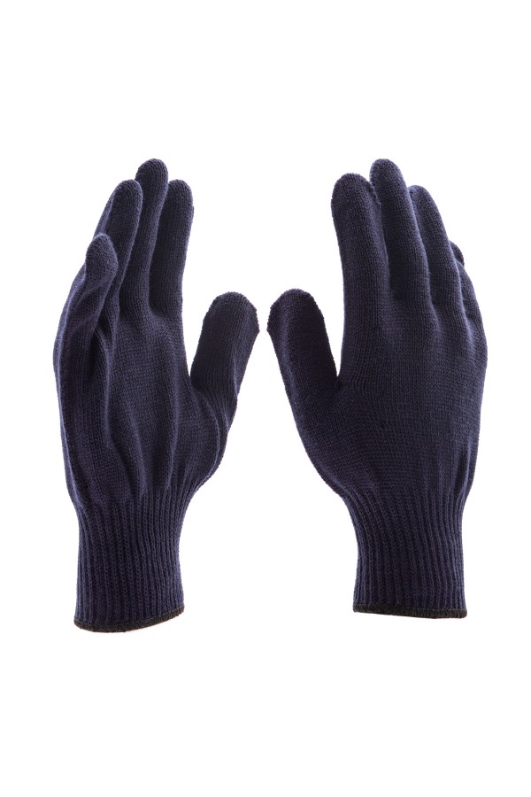 Перчатки трикотажные, акрил, синий, оверлок Сибртех