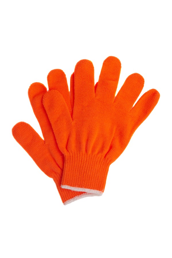 Перчатки трикотажные, акрил, оранжевый, оверлок Сибртех