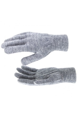 Перчатки трикотажные, акрил, серое мулине, двойная манжета Россия Сибртех