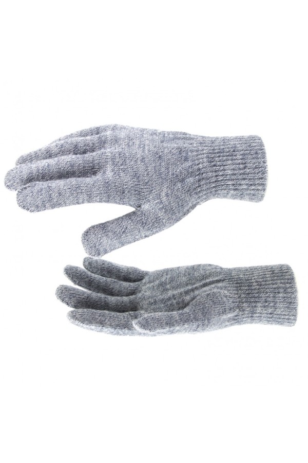 Перчатки трикотажные, акрил, серое мулине, двойная манжета Сибртех