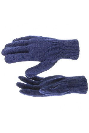 Перчатки трикотажные, акрил, синий, двойная манжета Россия Сибртех