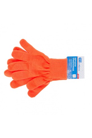 Перчатки трикотажные, акрил, оранжевый, двойная манжета Россия Сибртех