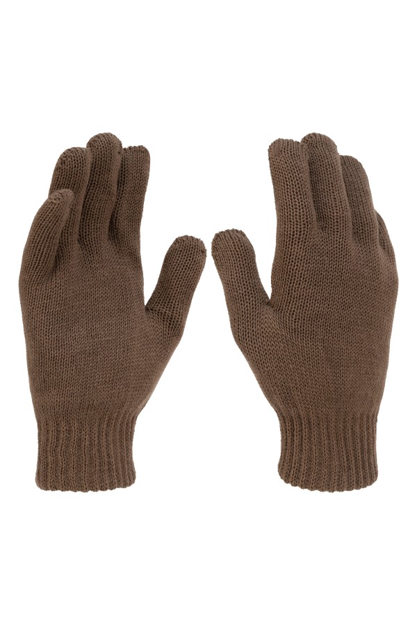 Перчатки трикотажные, акрил, двойные, коричневый, двойная манжета Сибртех