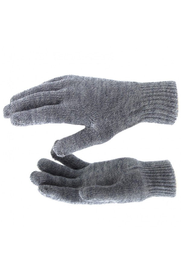 Перчатки трикотажные, акрил, двойные, серое мулине, двойная манжета Сибртех