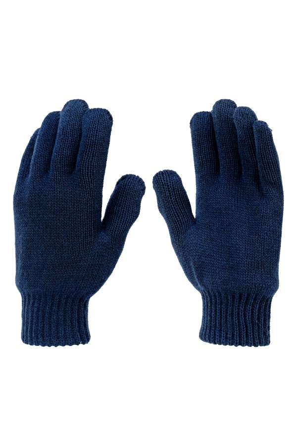 Перчатки трикотажные, акрил, двойные, синий, двойная манжета Сибртех