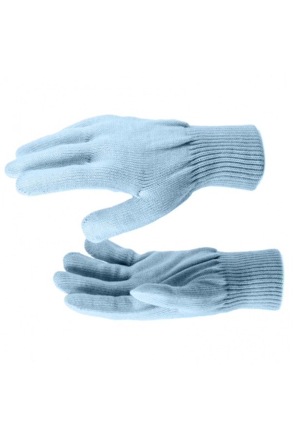 Перчатки трикотажные, акрил, двойные, цвет зенит, двойная манжета Сибртех