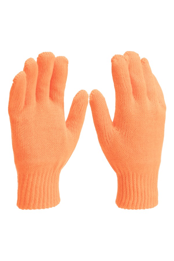 Перчатки трикотажные, акрил, двойные, оранжевый, двойная манжета Сибртех
